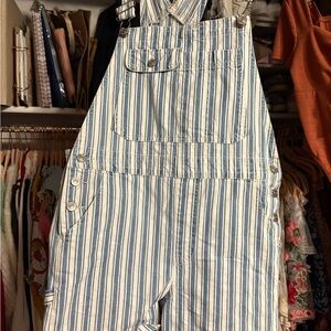 American Eagle Outfitters Blue and White Striped Overalls